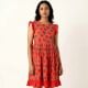 Handcrafted Strawberry Print Cotton Fit and Flare Dress